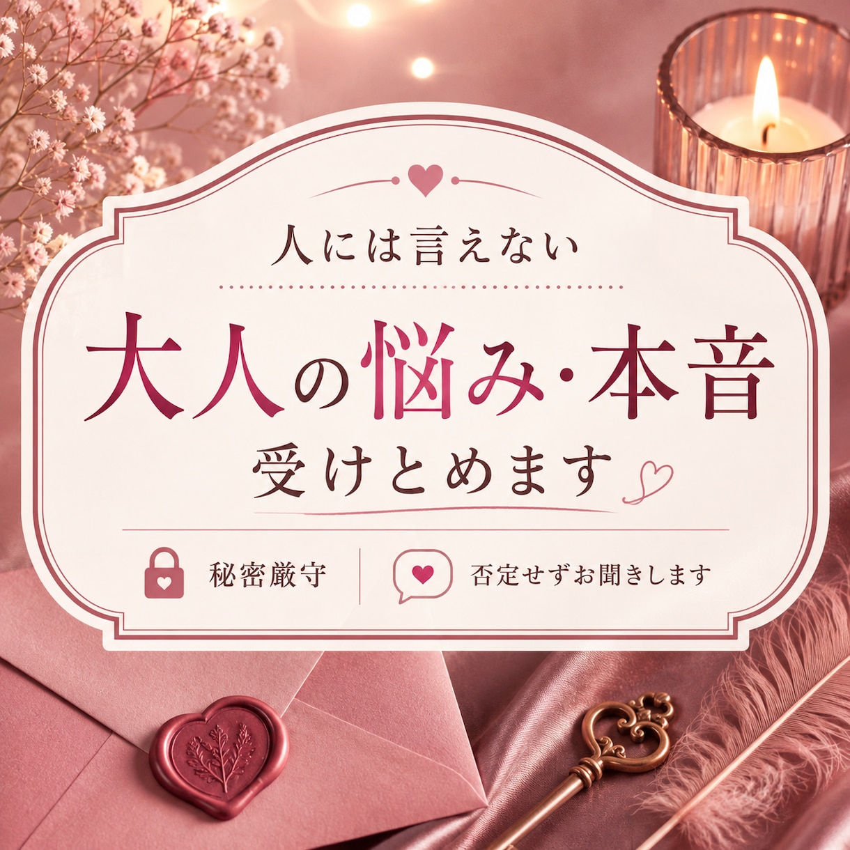 人には言えない【大人の悩み．本音】受けとめます 秘密厳守　いろんなお話をここだけで♪ イメージ1