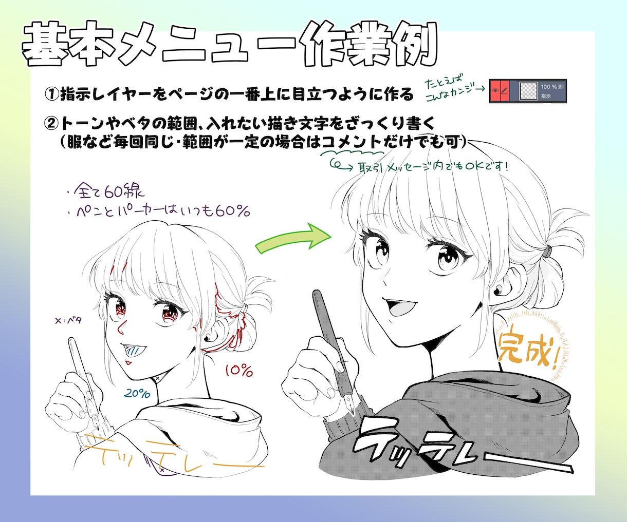 トーンや描き文字をお任せ！漫画のアシスタントします 同人誌などの面倒なトーンや苦手な描き文字、外注しませんか イメージ2