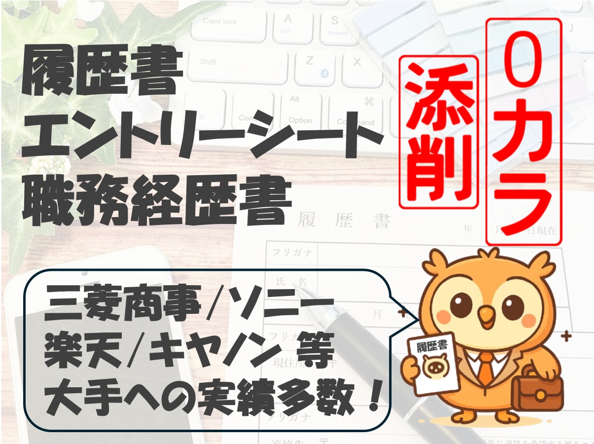 実績多数！企業にウケる履歴書・ES等を添削します 文・理問わず大手企業50社で選考通過したノウハウを提供します イメージ1