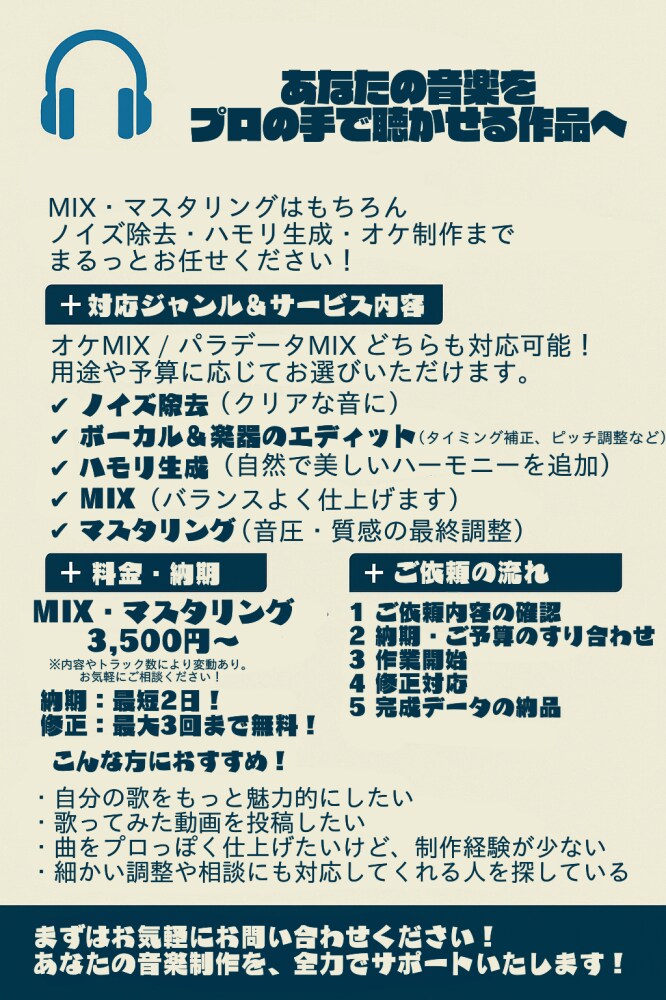 レコーディングエンジニアがあなたの歌をMIXします とってもお安くMIXマスタリングいたします！ イメージ1