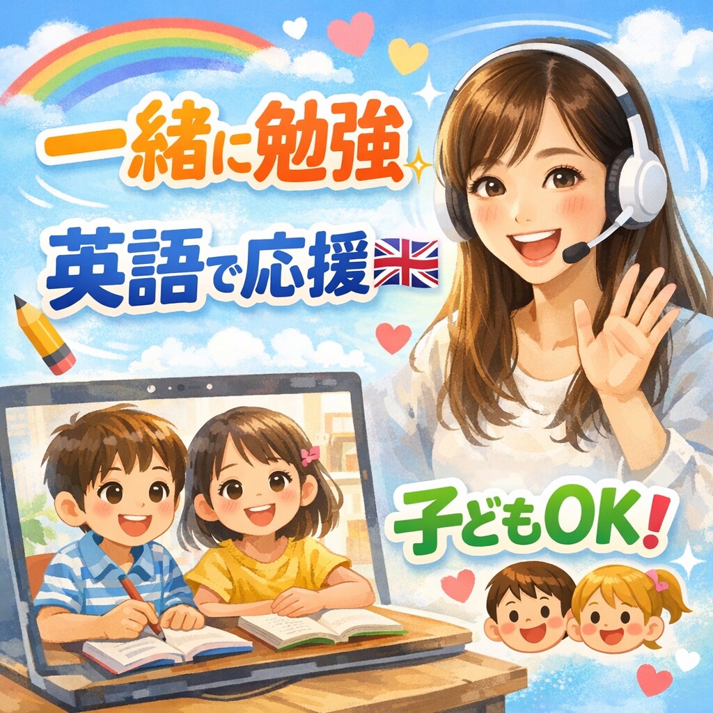 英語でやる気UP！一緒に勉強するビデオチャットます お子さまOK！英語で優しく応援＆見守り。やる気を引き出します イメージ1