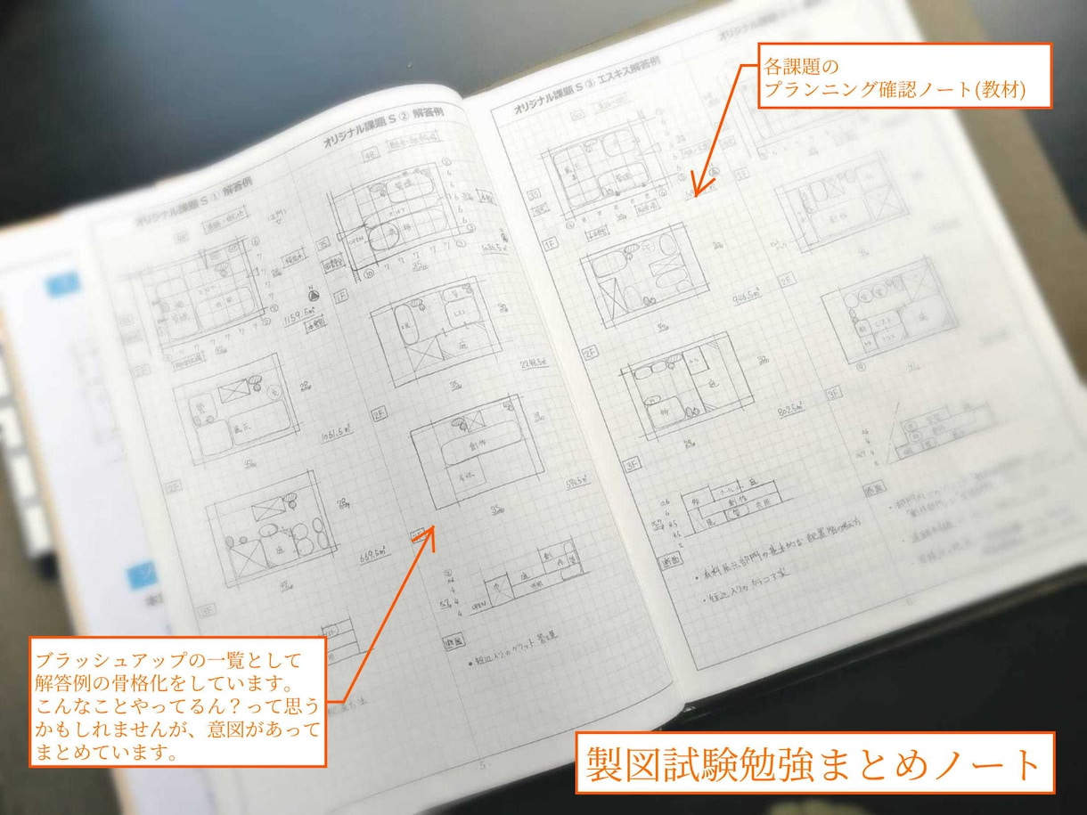 一級建築士製図試験　勉強ノートを売ります 合格者のノートをもらって効率的に勉強しよう！ イメージ3