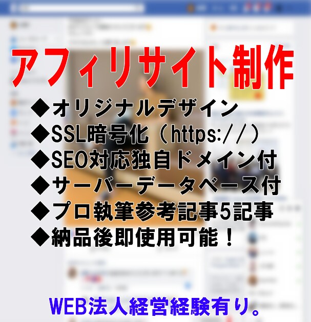 即戦力/プロがアフィリエイトサイトを制作致します SSL暗号化対応・独自ドメイン・記事付き・アフィリエイト専用 イメージ1