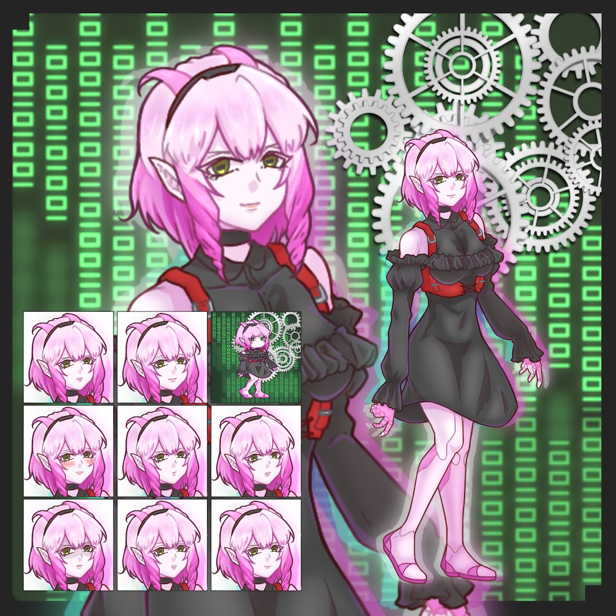 立ち絵(SDドット絵＆表情差分(8個))制作します クリエイター必見！あなただけのキャラクター制作いたします！ イメージ3