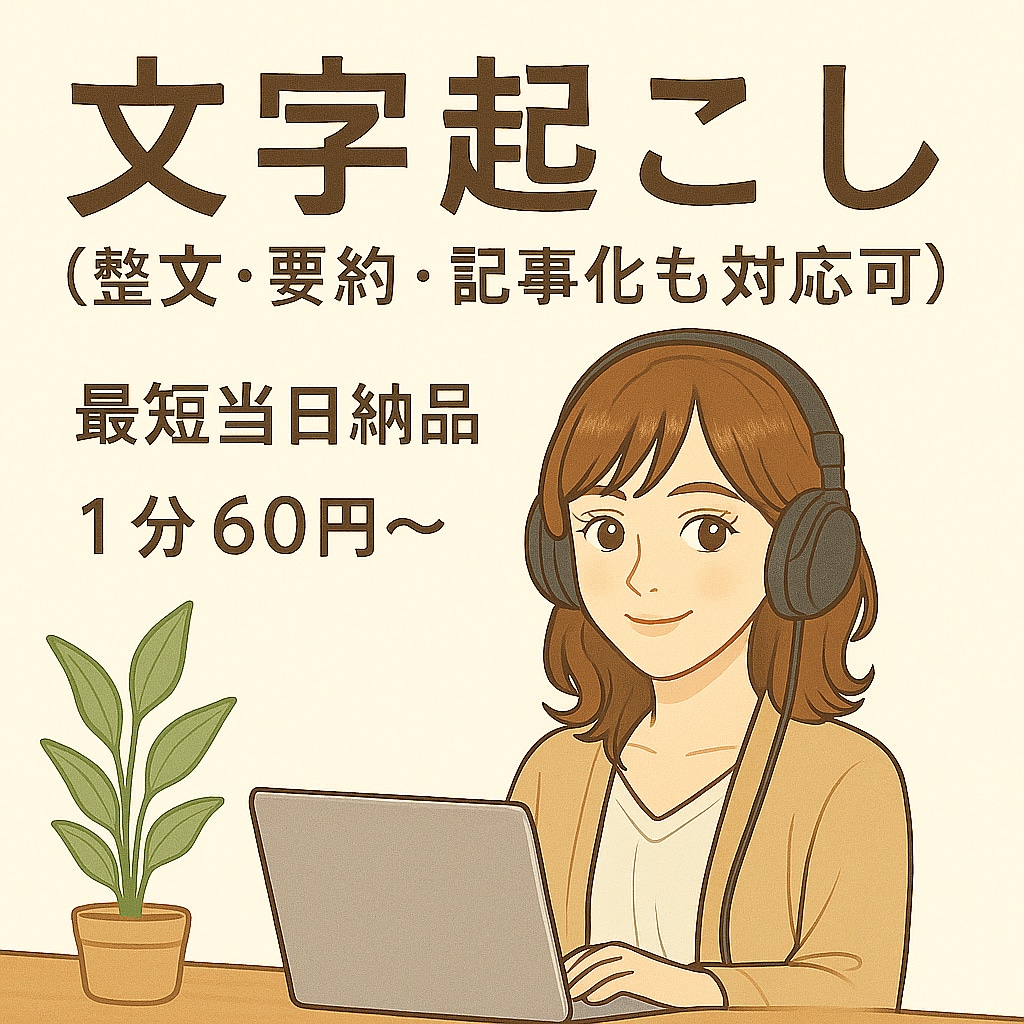 文字起こし・テープ起こし◎音声をテキスト化します 【早い・安い】整文・要約・記事化も対応可 イメージ1
