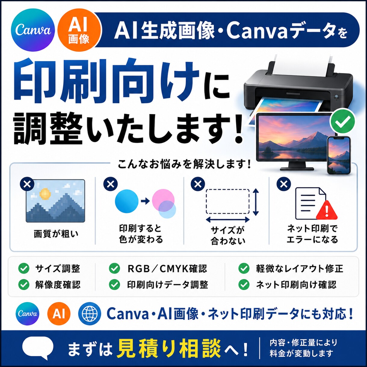 AI画像を印刷用データに調整します Canva・ネット印刷データにも対応可能です イメージ1