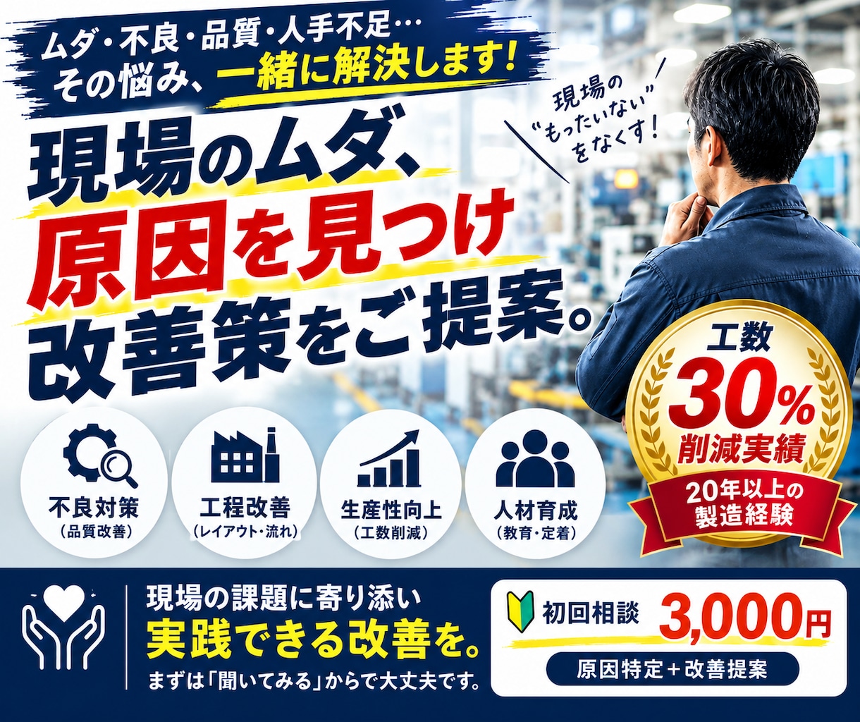 納期・品質・工程改善をサポートします 納期・品質・工程・人の悩みまで、一緒に改善の糸口を見つけます イメージ1