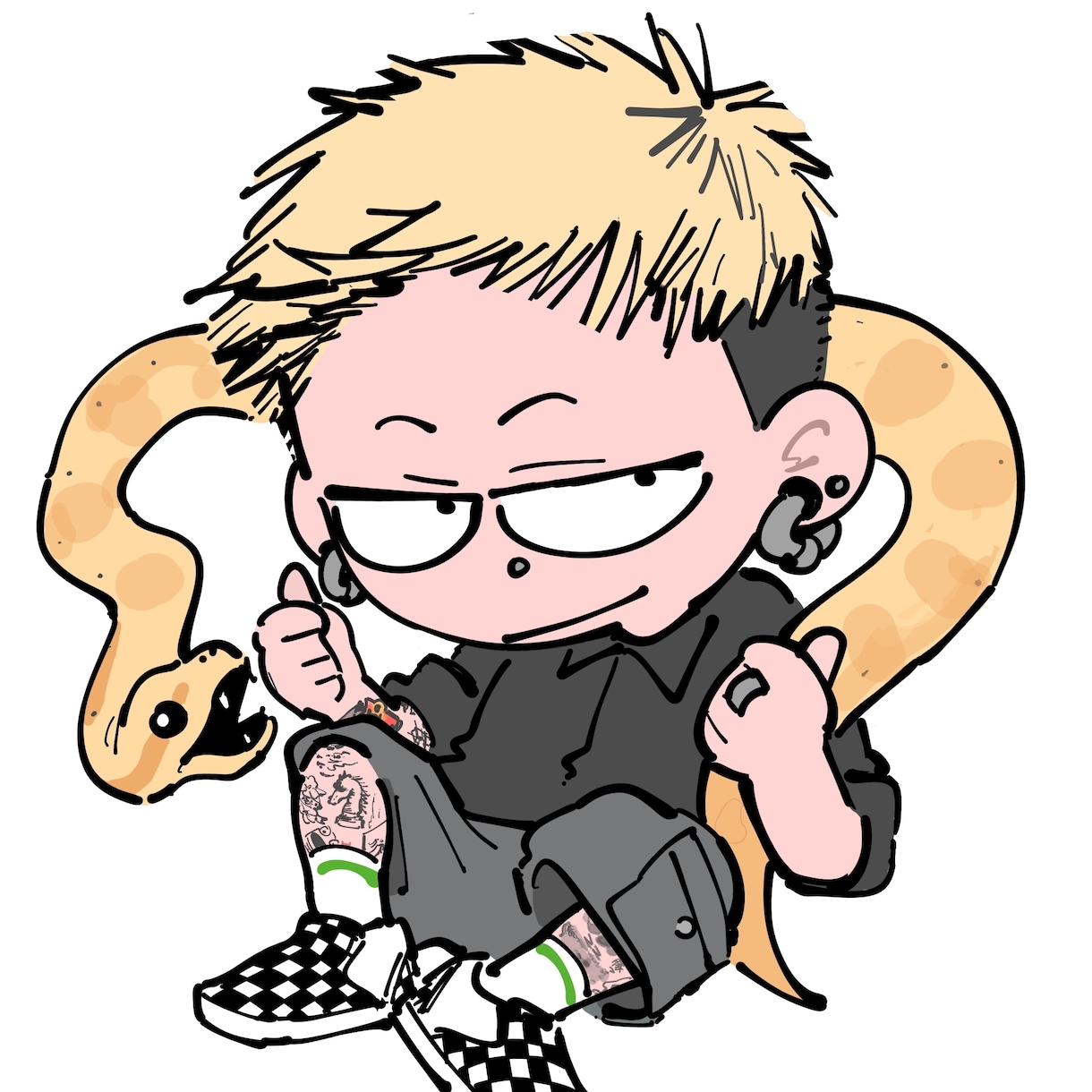 デフォルメイラスト描きます 服、髪、ピアスなど忠実に再現します。お気軽にどうぞ！ イメージ1