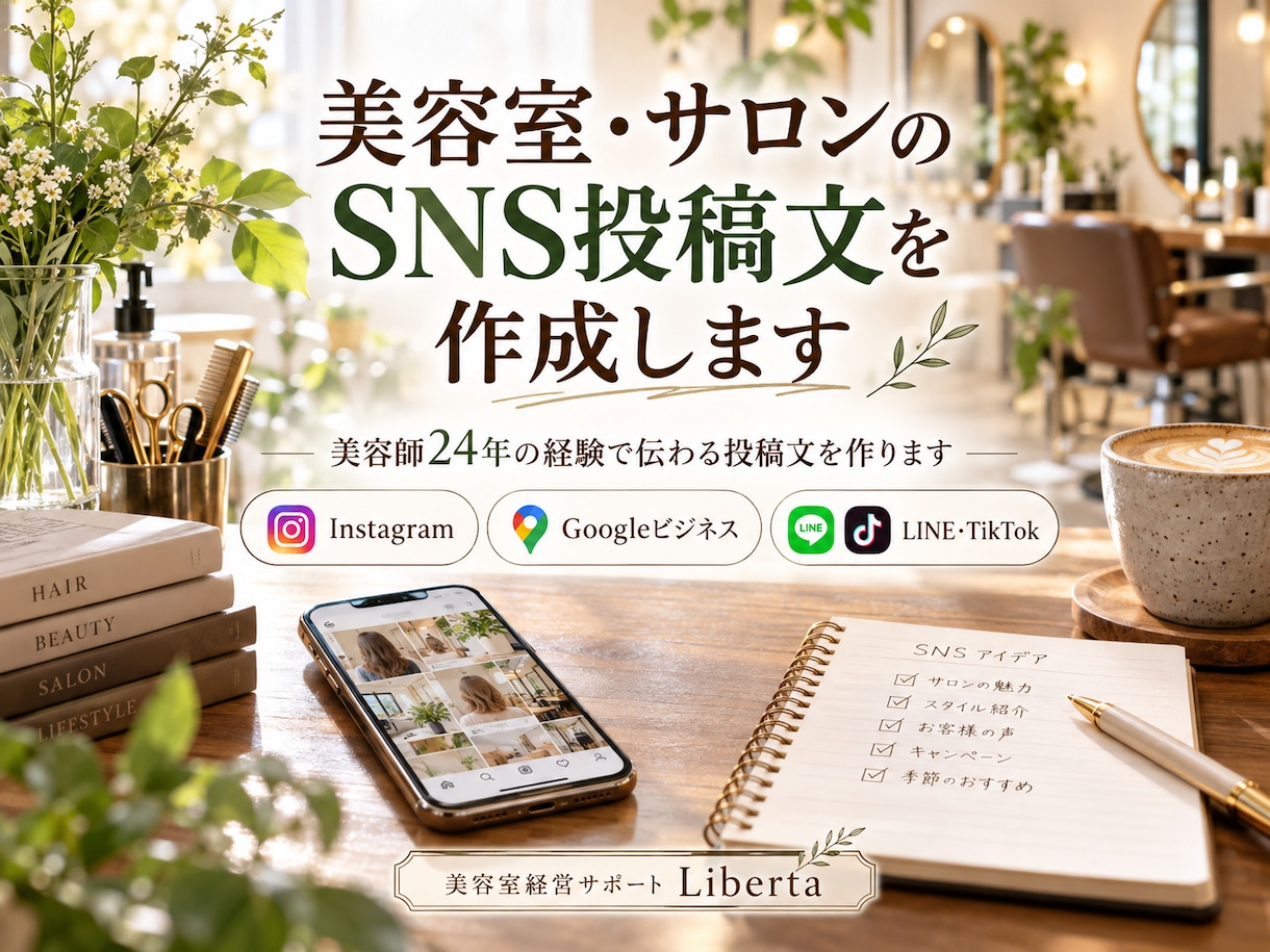 美容室・サロンのSNS投稿文を作成します 美容師24年の経験で伝わる投稿文を作ります イメージ1