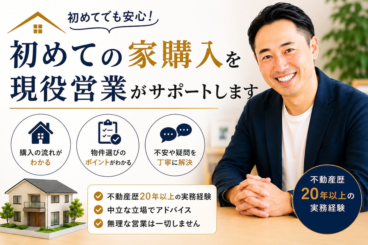 初めての家購入を現役営業がサポートします 不動産歴20年以上｜中立な立場で丁寧に対応 イメージ1