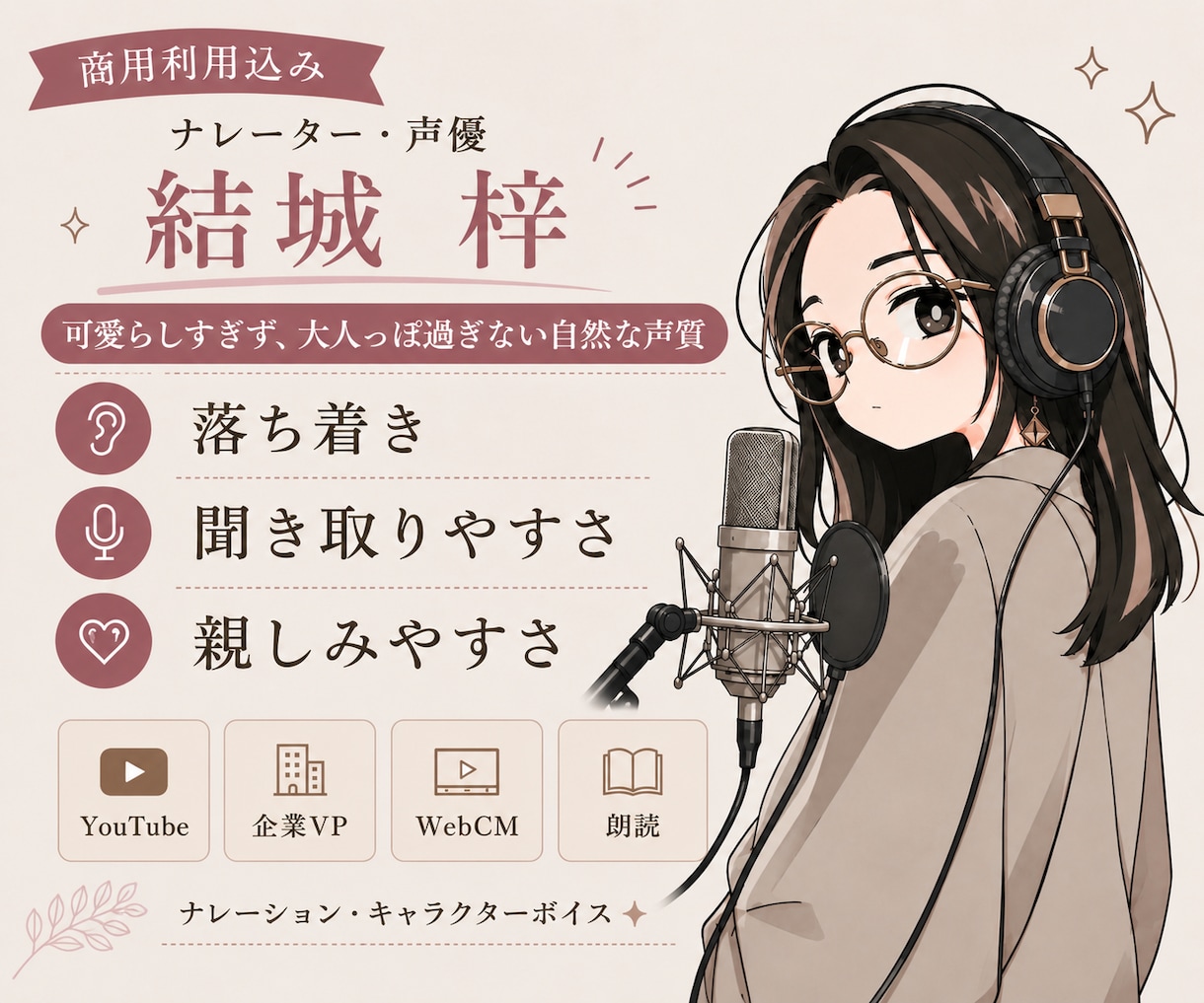 ふわりとした柔らかい声質の女性ナレーション承ります 先着5件までスタートアップ価格/商用利用込/サンプル収録可 イメージ1