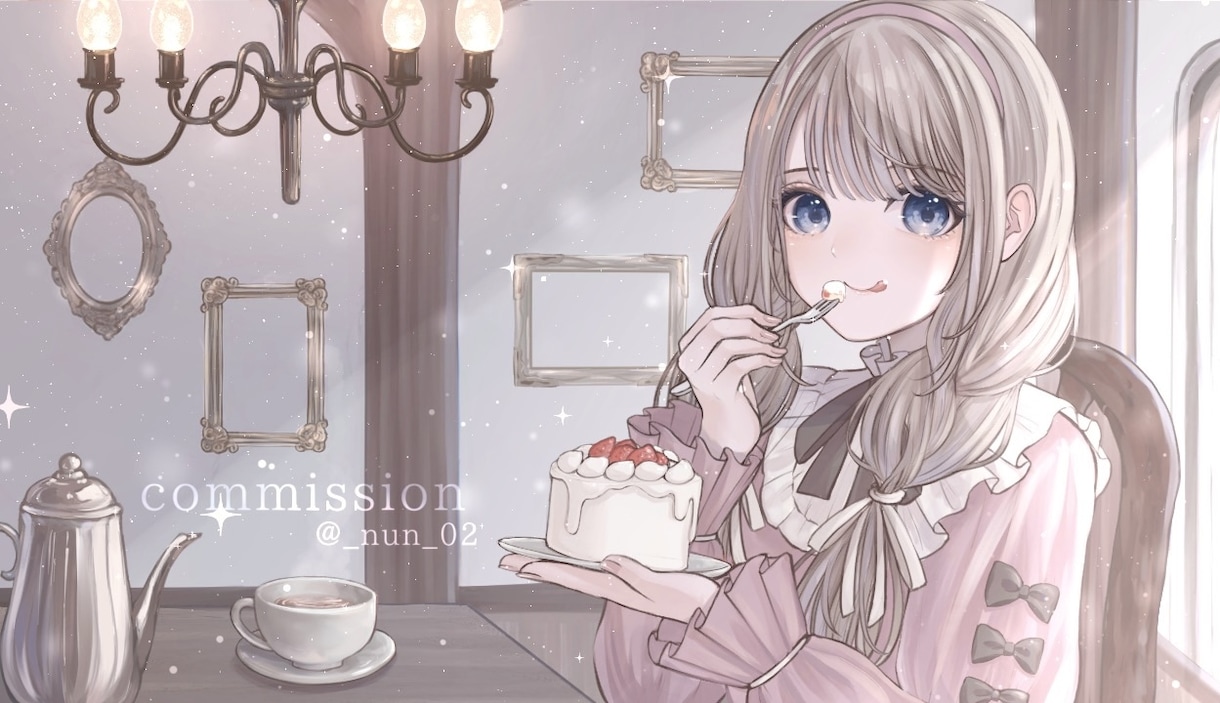 かわいいキャラクターの一枚絵描きます 儚くキラキラした雰囲気のイラストをお求めの方はぜひ！ イメージ7