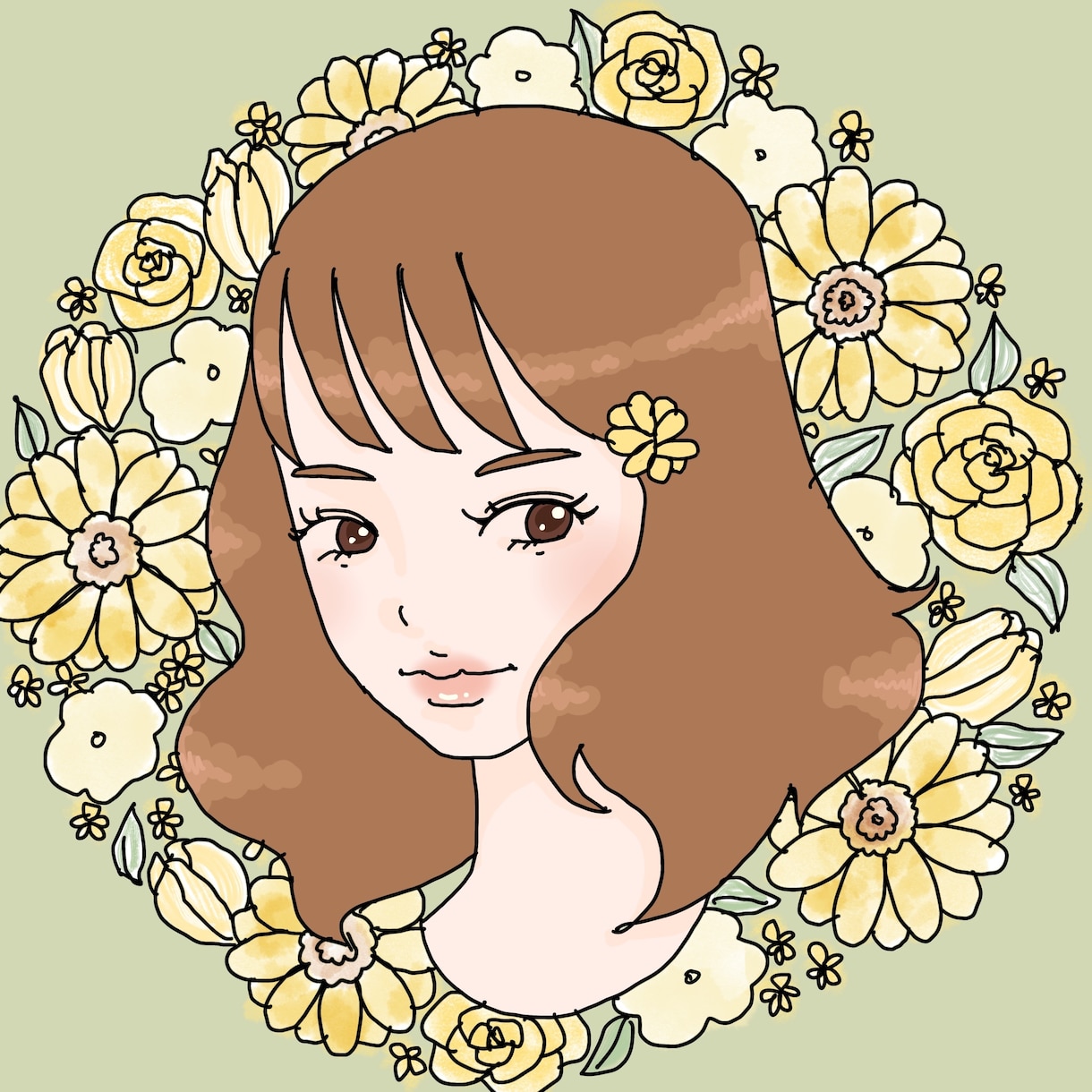 お好きなモチーフ付♡似顔絵SNSアイコン作成します お気に入りのお花、スイーツ、ジュエリーなどと一緒に♪ イメージ8