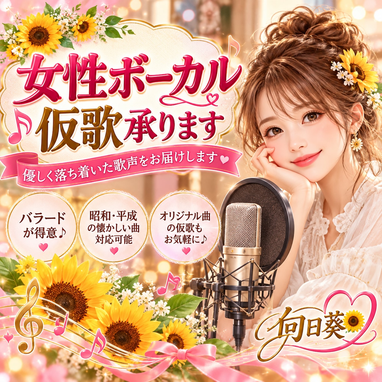 優しい女性の歌声で心を込めて歌います バラードが得意♪落ち着いた女性の歌声をお届けします イメージ1