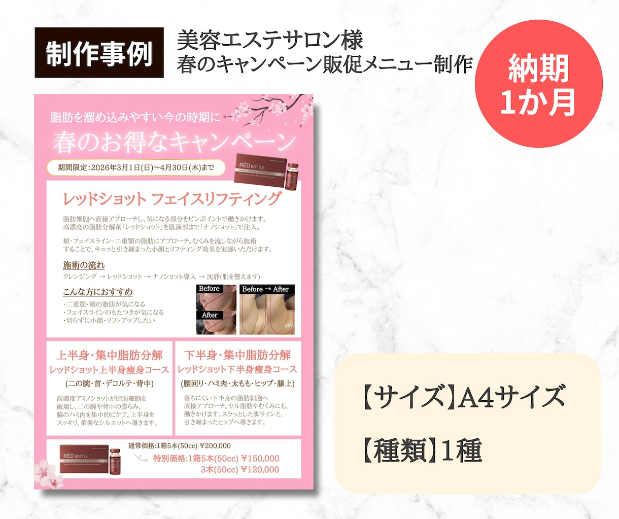 エステ・その他サロンのメニューをデザインします エステサロン他店舗のリニューアルや新店用にいかがですか？ イメージ4