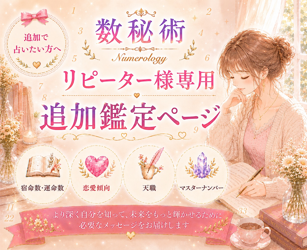 数秘リピーター様専用✨️恋愛・天職など占います 恋愛傾向︙天職︙宿命・使命︙ラッキーカラーなど イメージ1