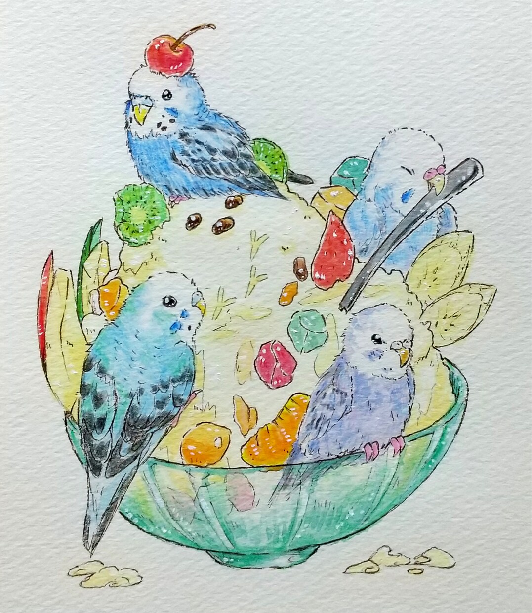 鳥ちゃん限定！お菓子の中でまったり…ペット描きます 鳥の巣に見立てたお菓子に愛鳥たちを乗せませんか？ イメージ1