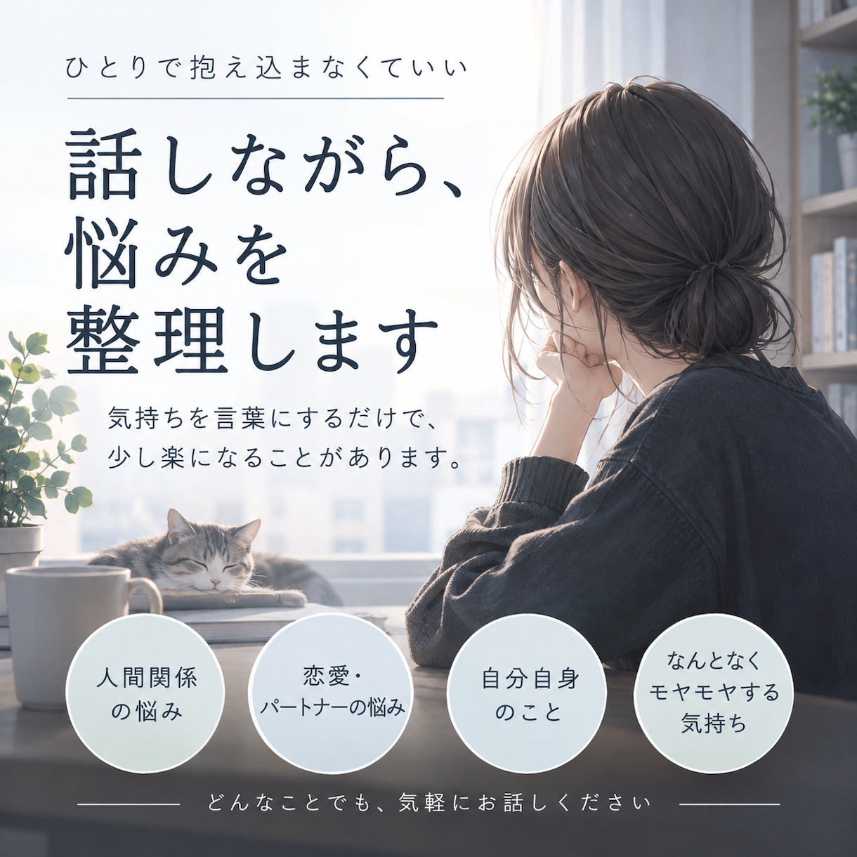 話しながら、悩みや考えを一緒に整理します YouTubeを参考に、私でよければご相談ください イメージ1