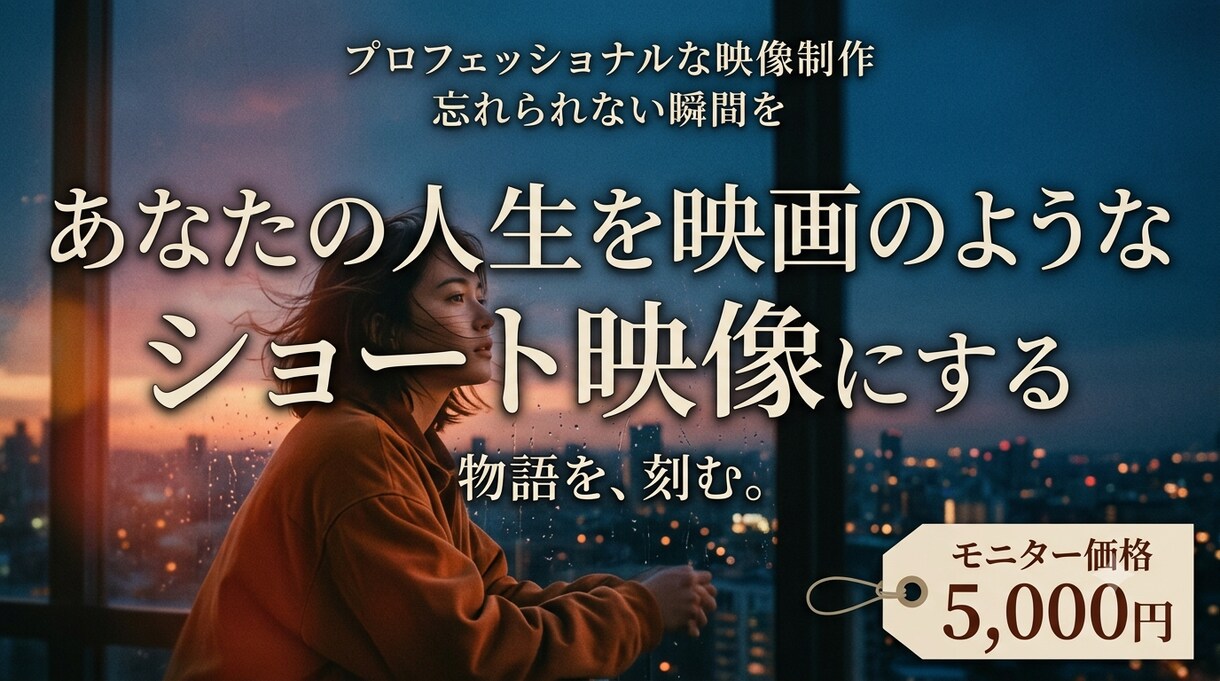 あなたの思い出を、映画のような短編映像に仕上げます あの日の記憶が一生の思い出に。最新AI技術で映像化します。 イメージ1