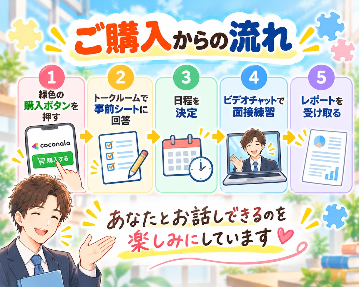 強み発見レポート付きで教採の面接練習をします 教員採用試験の不安が自信に変わる60分。現役教師×ほめ達検定 イメージ10