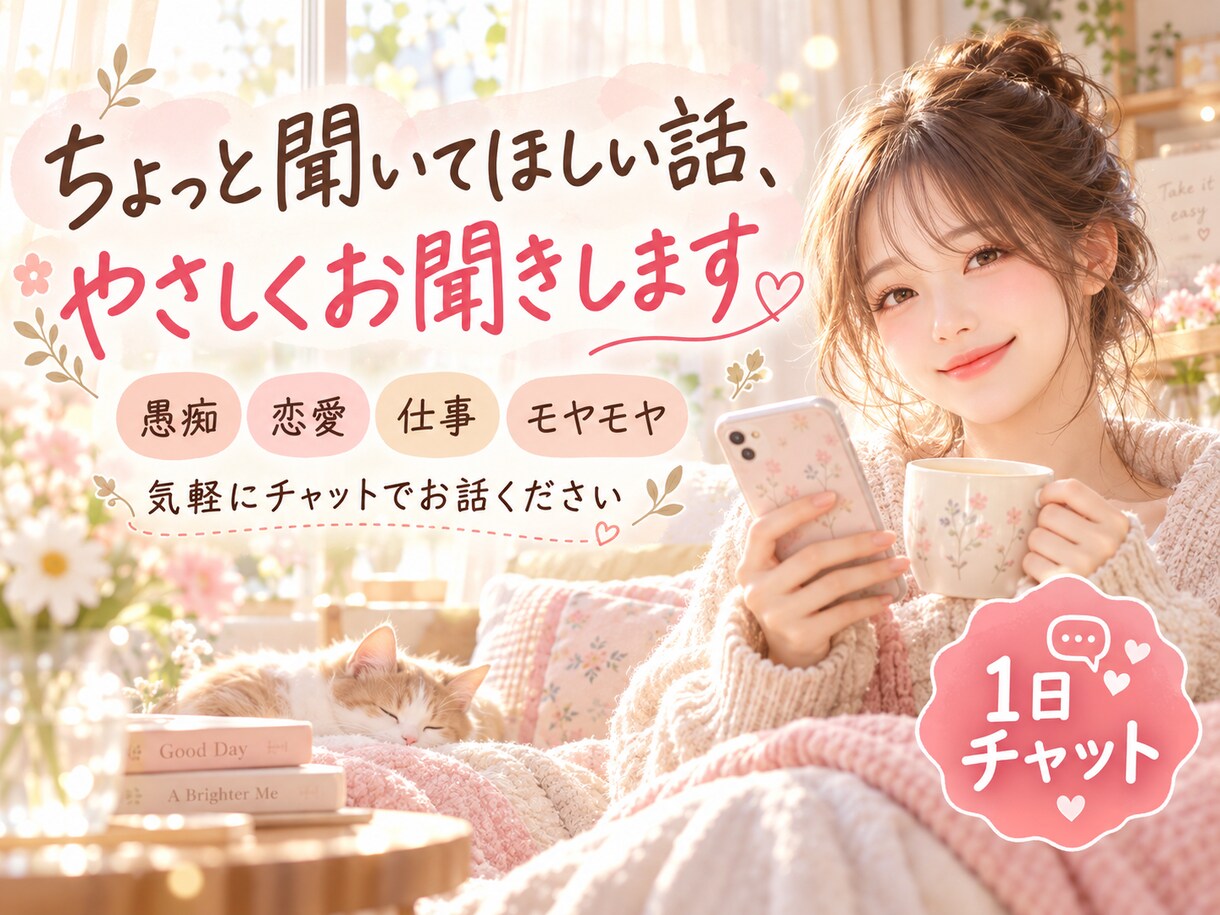 ちょっと聞いてほしい話、やさしくお聞きします 愚痴・恋愛・仕事のモヤモヤ、気軽に話してください イメージ1