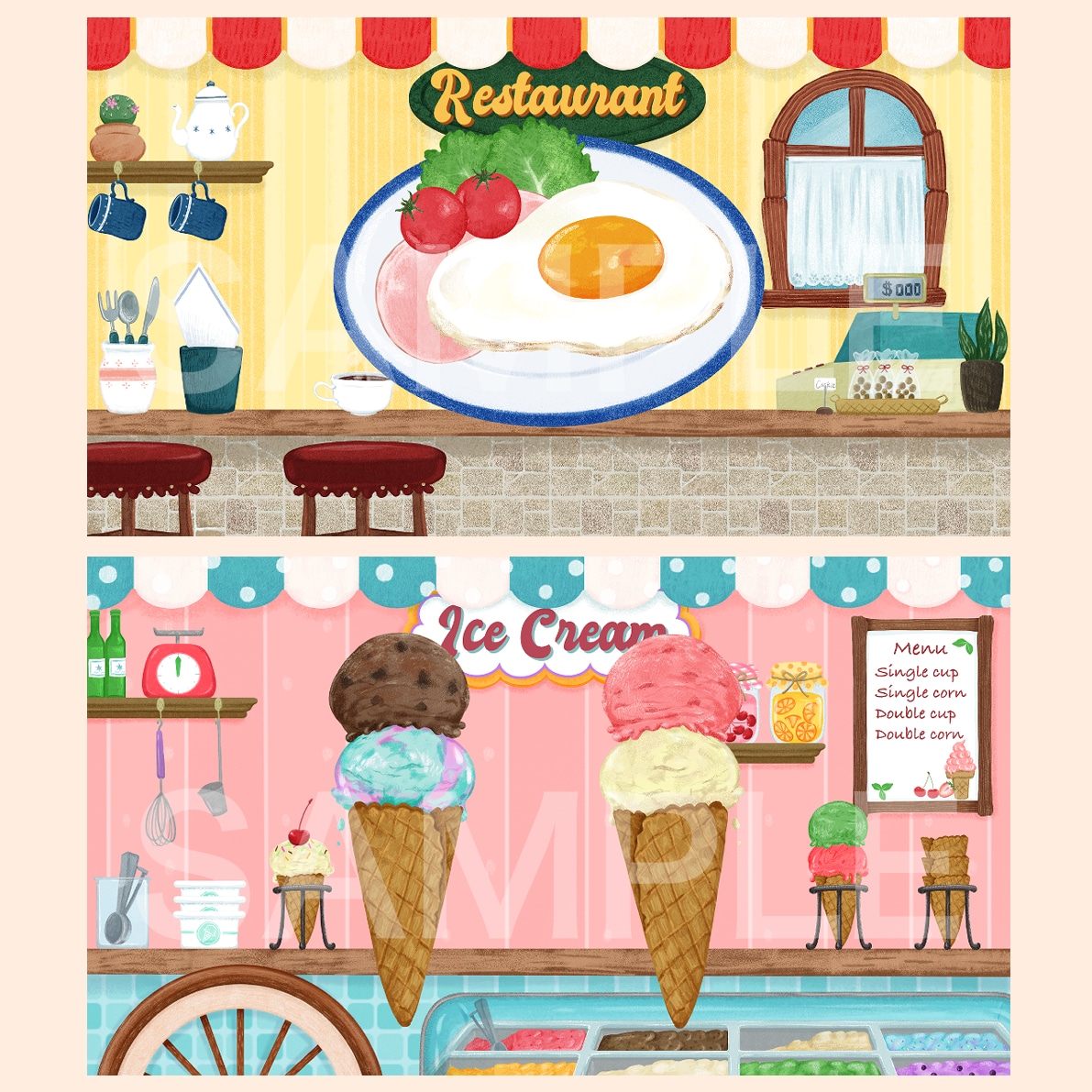 パクッと食べたくなる♪手描き食べ物イラスト描きます 背景やキャラクター追加も可能。店舗メニュー、SNS素材として イメージ6