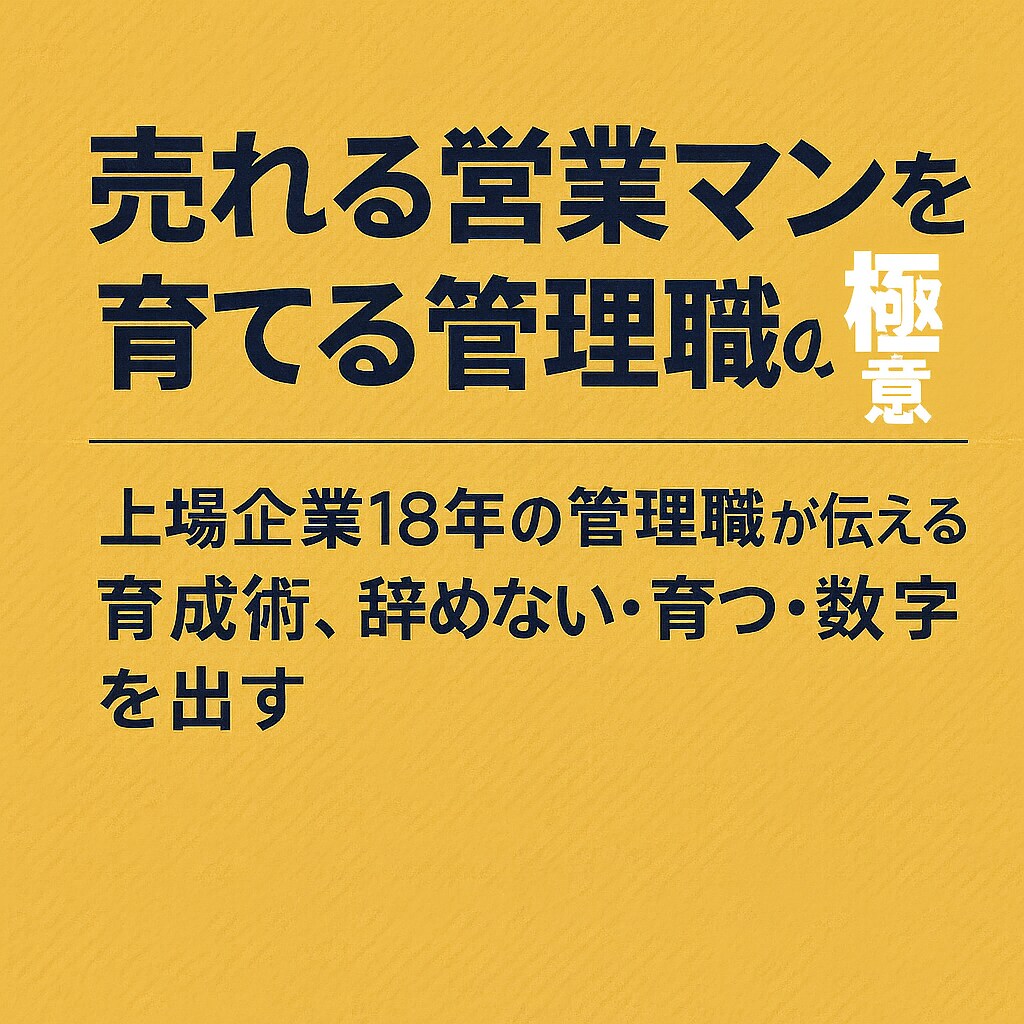 売れる営業マンを育てる管理職の極意お伝えします 上場企業18年の管理職が伝える育成術、辞めない育つ数字を出す イメージ1