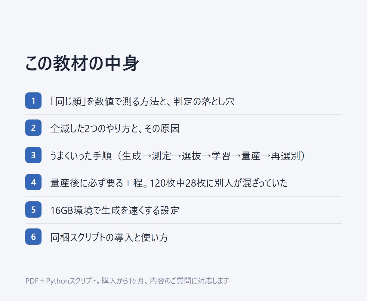 顔固定LoRAの教師画像を数値で選ぶ方法教えます 顔ブレを目で選ばない。InsightFace選別ツール同梱 イメージ3