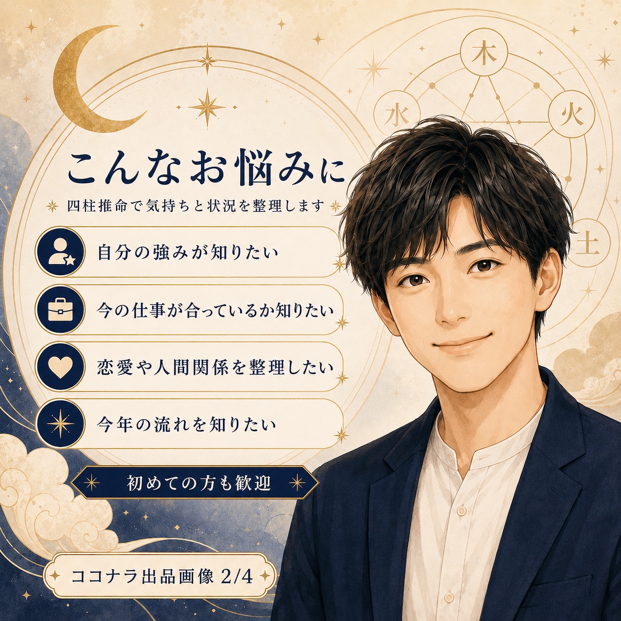 四柱推命であなたの強みと今後の流れを鑑定します 性格・仕事・恋愛を、怖がらせずやさしく具体的に読み解きます イメージ2
