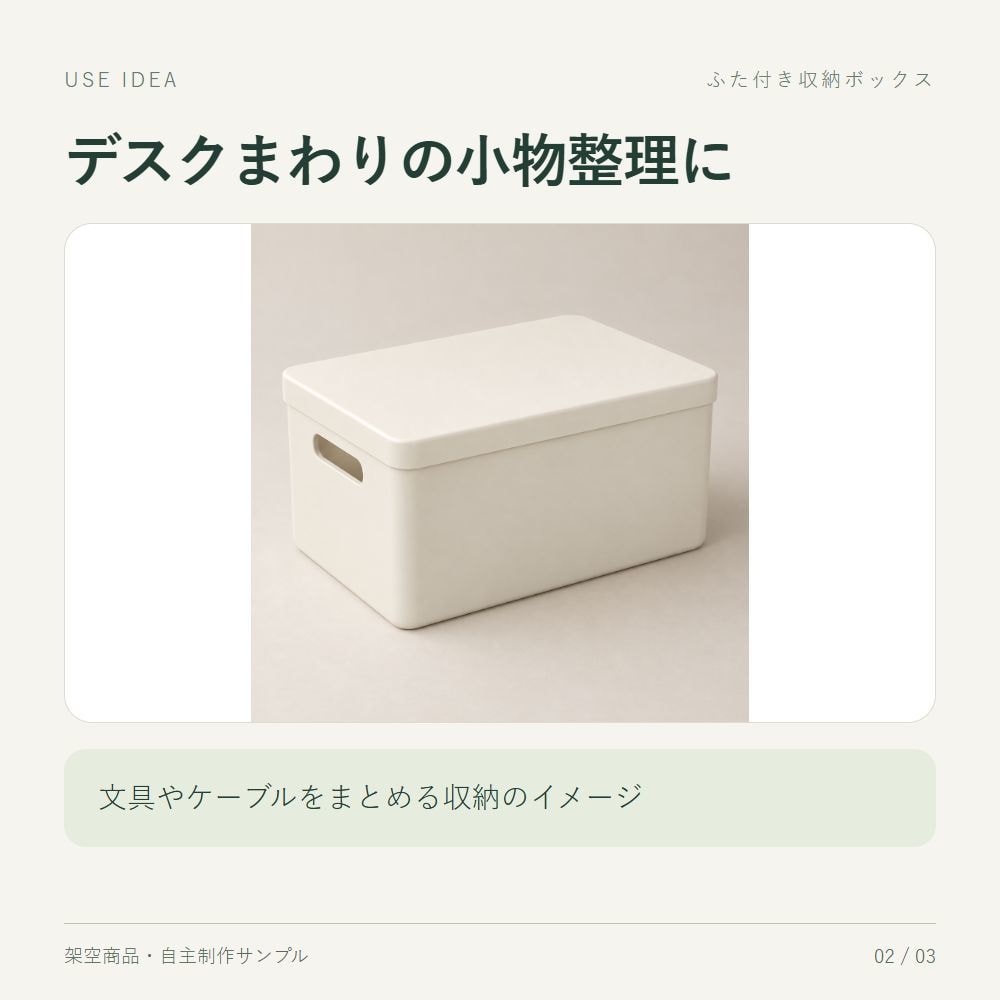 支給写真でEC商品の紹介画像3枚を作ります 特徴・使用例・サイズを、確認済み情報で整理 イメージ2