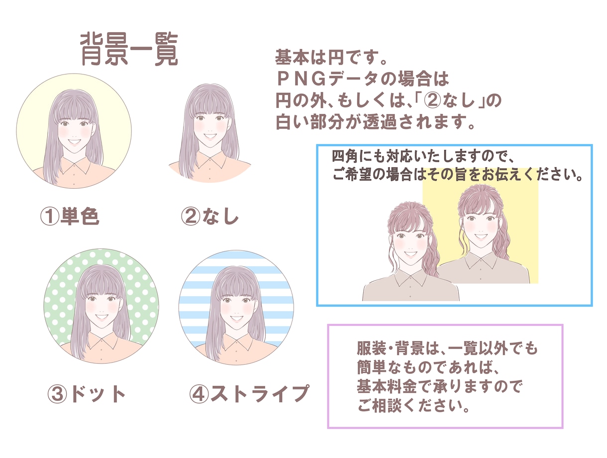 オシャレな女性の表情アイコン４点作成します 髪型はお好み、表情・服装は選ぶだけで簡単！吹き出しに最適！ イメージ4
