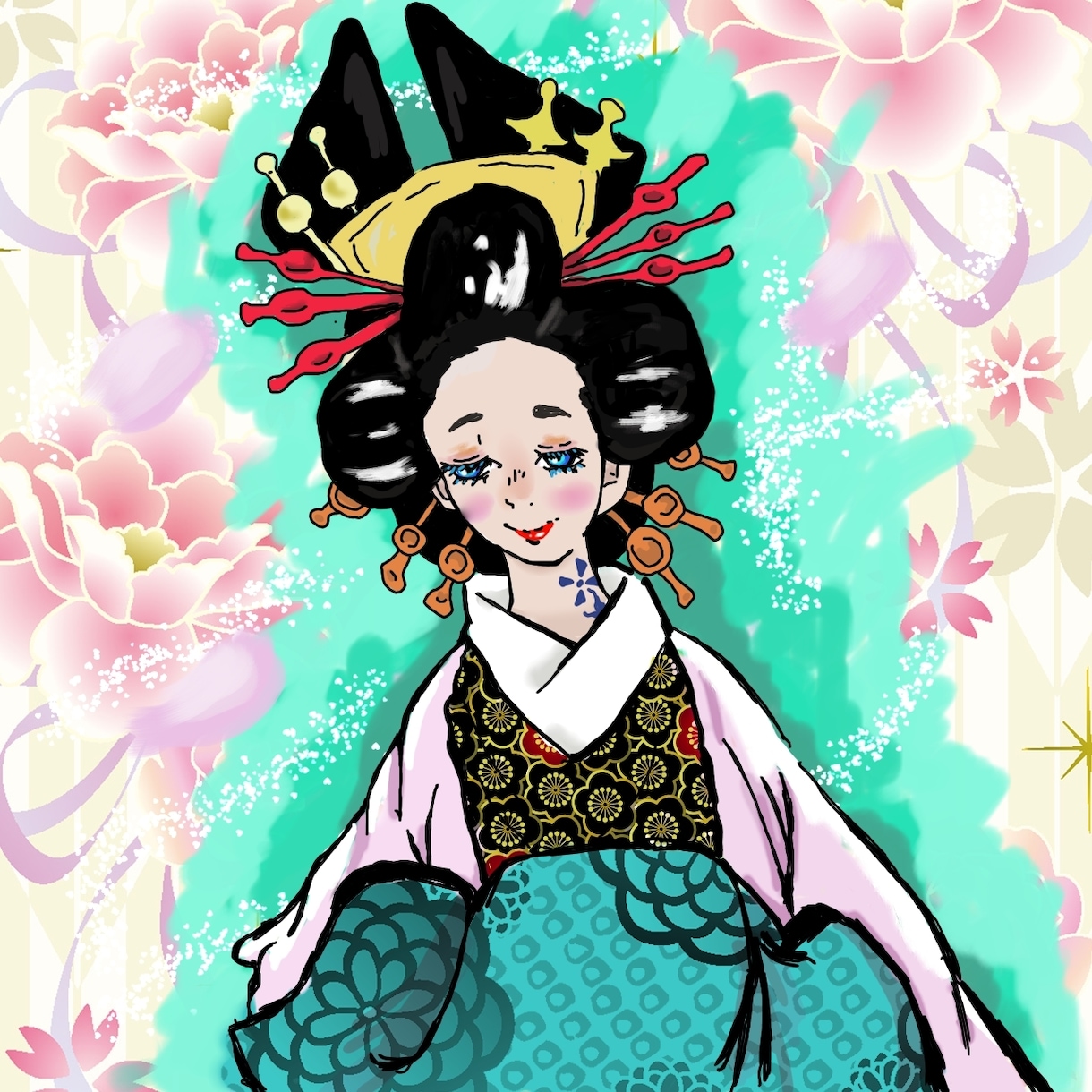 ibispaintでアイコンイラストを描きます 花魁や、アクションさまざまなジャンルのイラストを作成します。 イメージ4