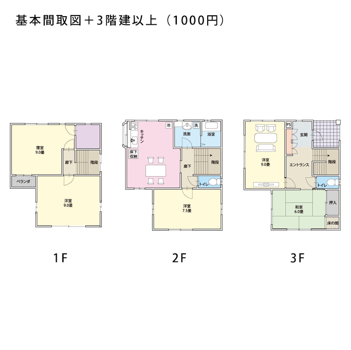 シンプルな平面図・間取り図を作成します 【広告用・プレゼン用など目的に合わせた表現で作成します】 イメージ5