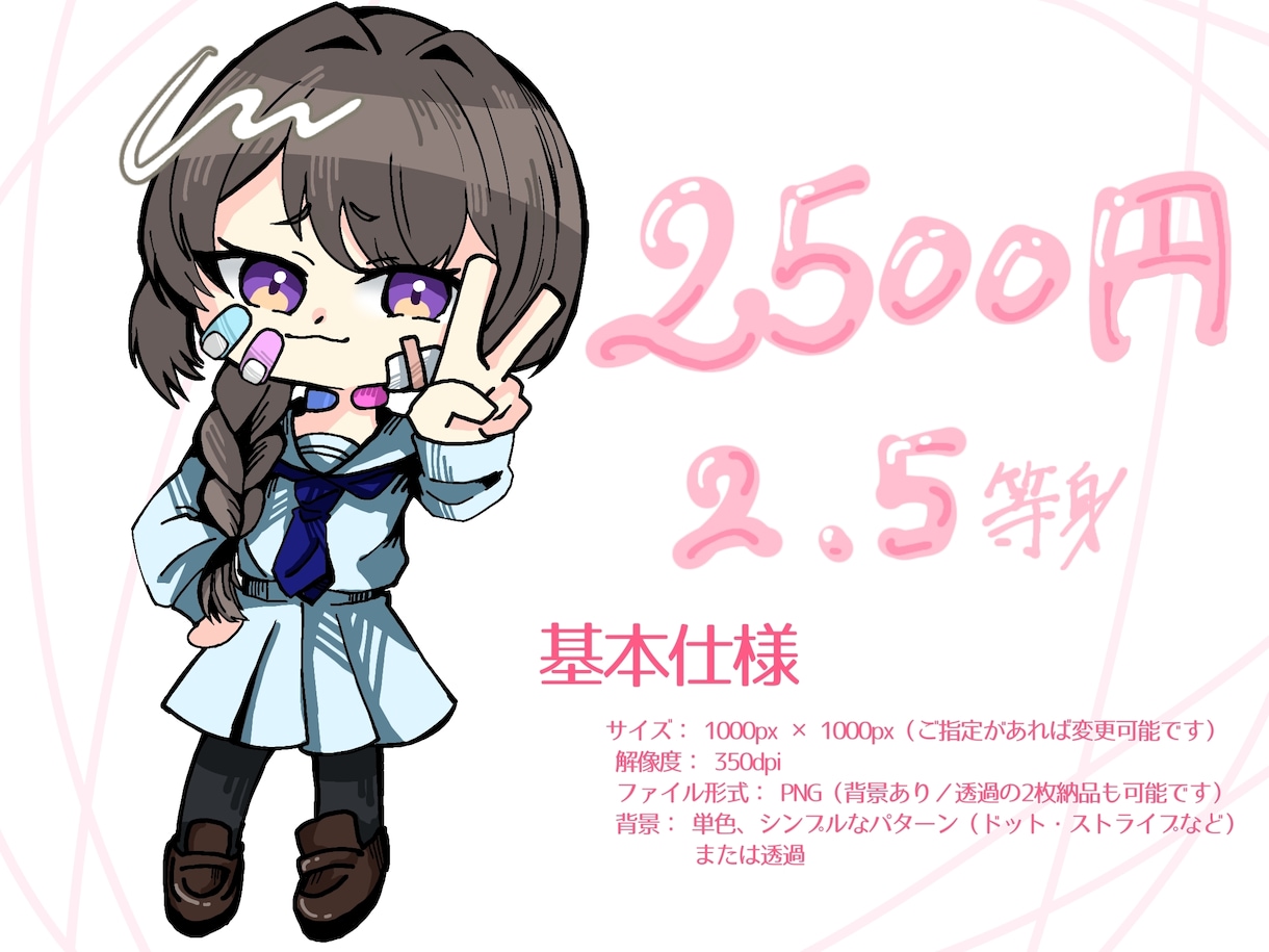 ミニキャライラスト制作します SNSのアイコン、動画のサムネイル、配信画面などに！ イメージ2