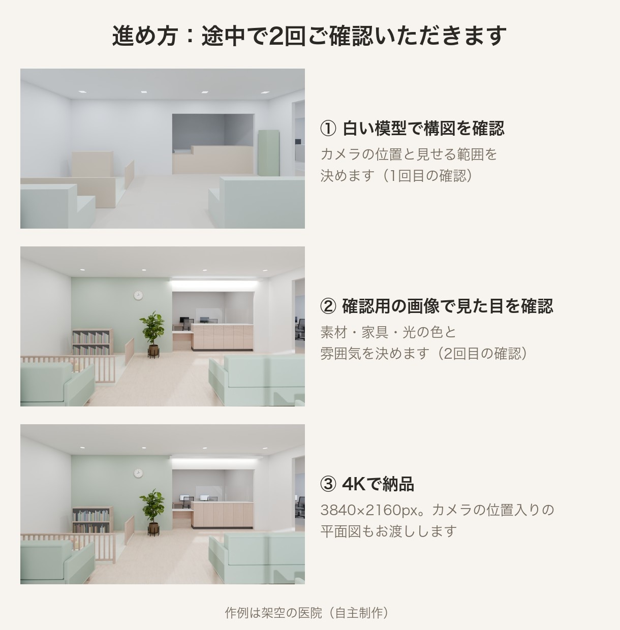 オフィス・医院の内観パースを4Kで制作します 平面図から完成イメージを｜確認2回・平面図つき イメージ5