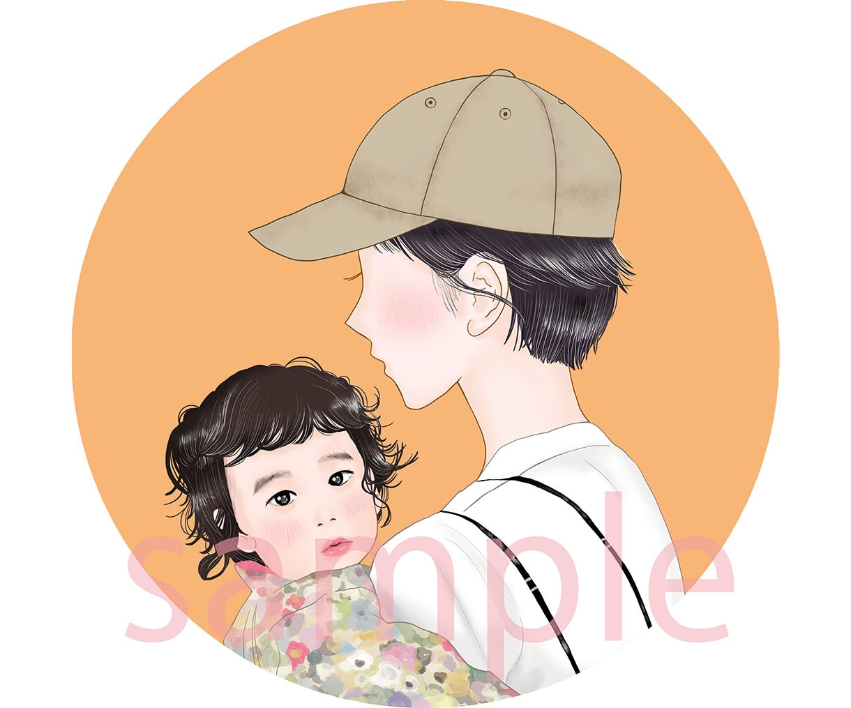 商用可◎お子様とママ・パパの抱っこイラスト描きます アイコンにお勧め◎雰囲気重視&綺麗め/印刷用データセット イメージ1