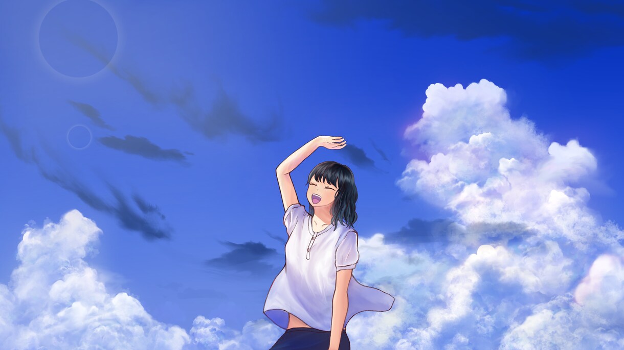 青が際立つ爽やかなイラストを描きます 歌みたやボカロ楽曲向けにイラストを制作します！ イメージ1