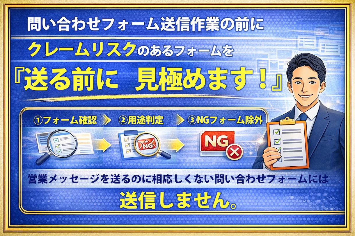 人力で丁寧に問い合わせフォーム送信業務を行います 送信NGスクリーニング込み。1件20円の人力対応で安心 イメージ3