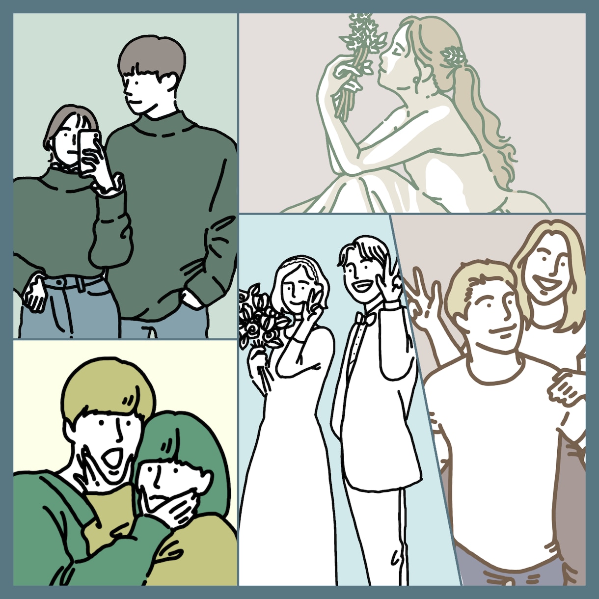 写真をもとにカップルやご友人とのイラスト描きます 結婚式のペーパーアイテム、プレゼントや、インテリアにも！ イメージ10