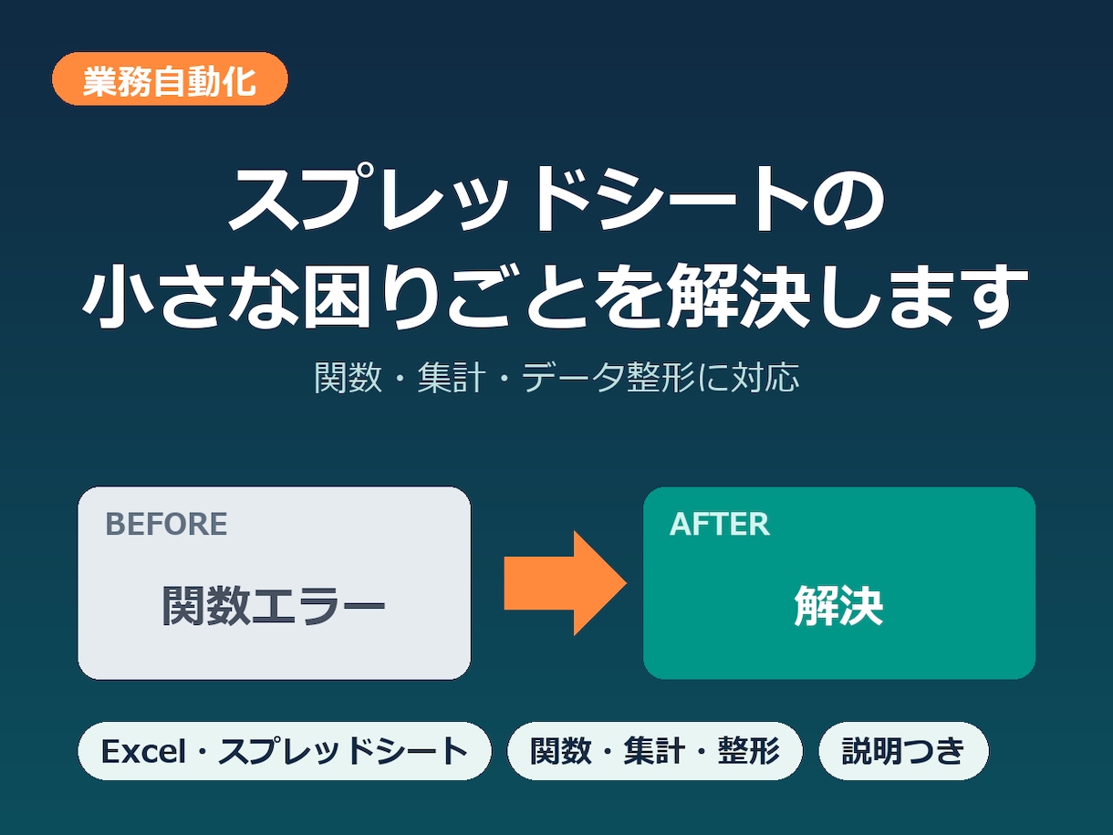 スプレッドシートの小さな困りごとを解決します 関数・集計・整形の「ここだけ」に対応｜初回の方歓迎 イメージ1