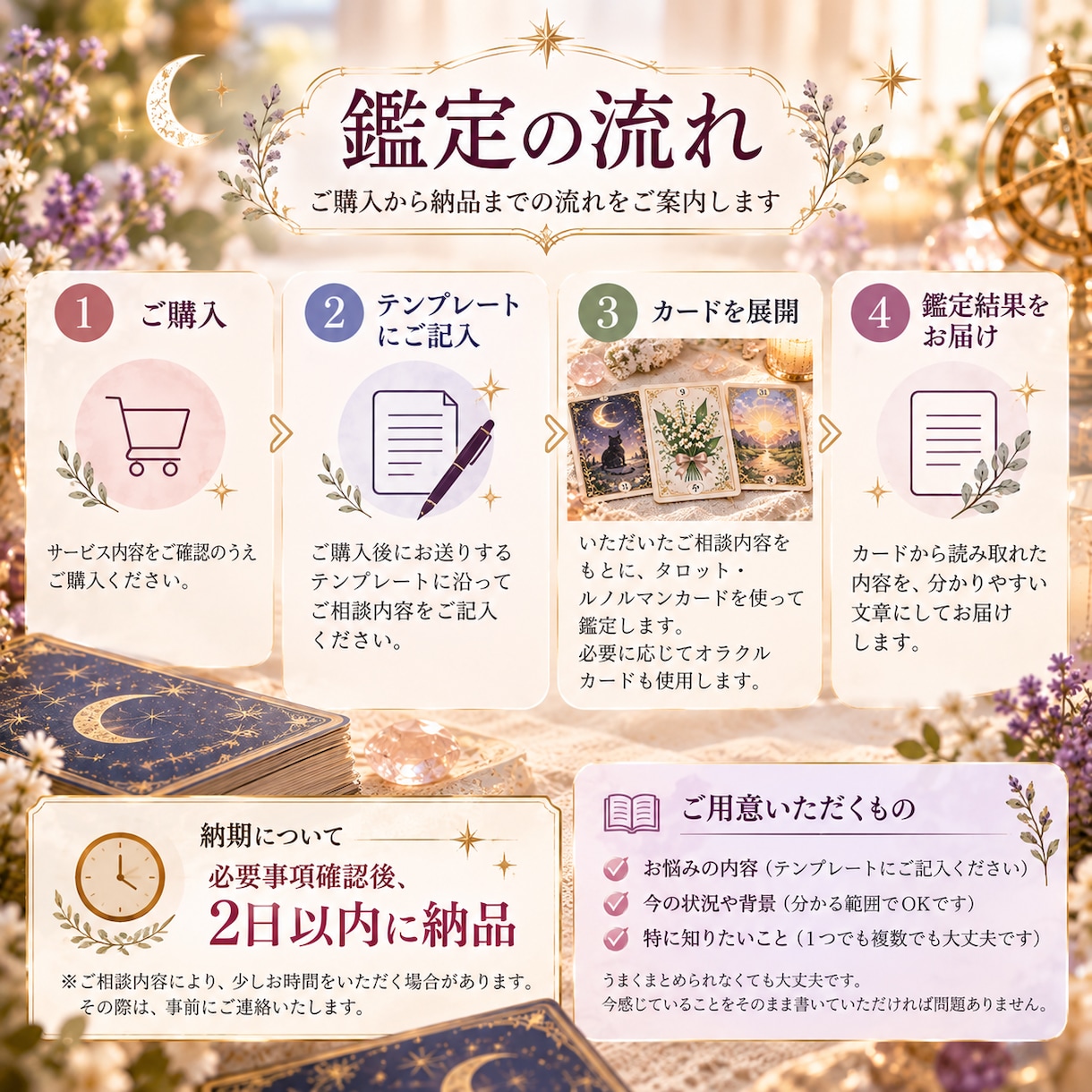 タロット・ルノルマンで今のお悩みを占います モヤモヤを整理したい方へ、カードから今後のヒントをお届け イメージ3