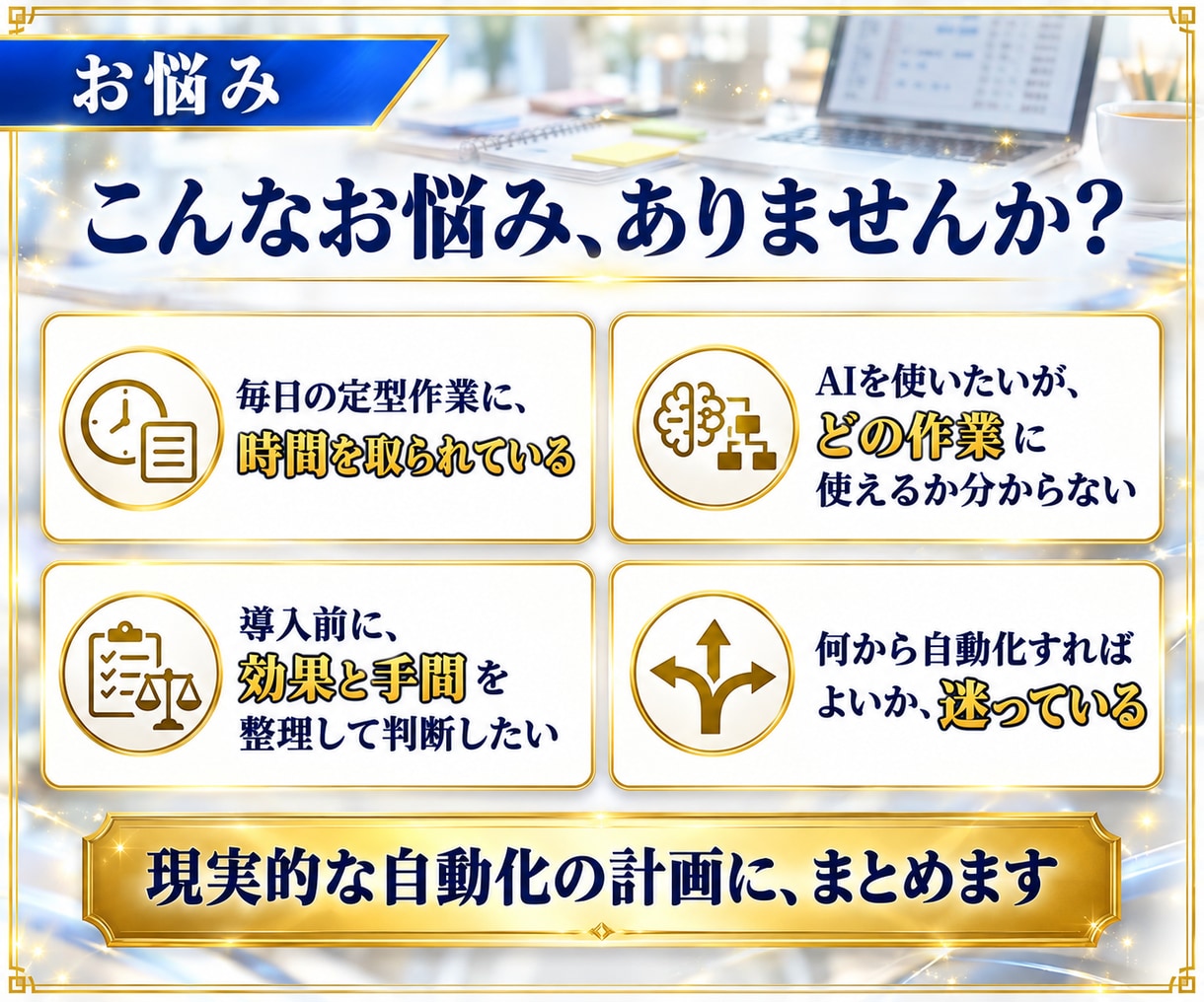 最初の手順つき！AI業務自動化計画を一式作成します 作業の仕分けから、優先順位と最初の手順まで整理 イメージ3