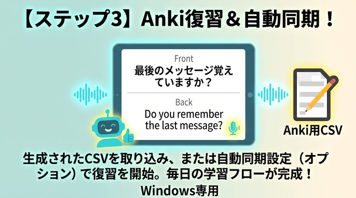 AI英会話を1クリックで音声化＆Anki同期します Ankiで使える音声付き教材を簡単作成 イメージ5
