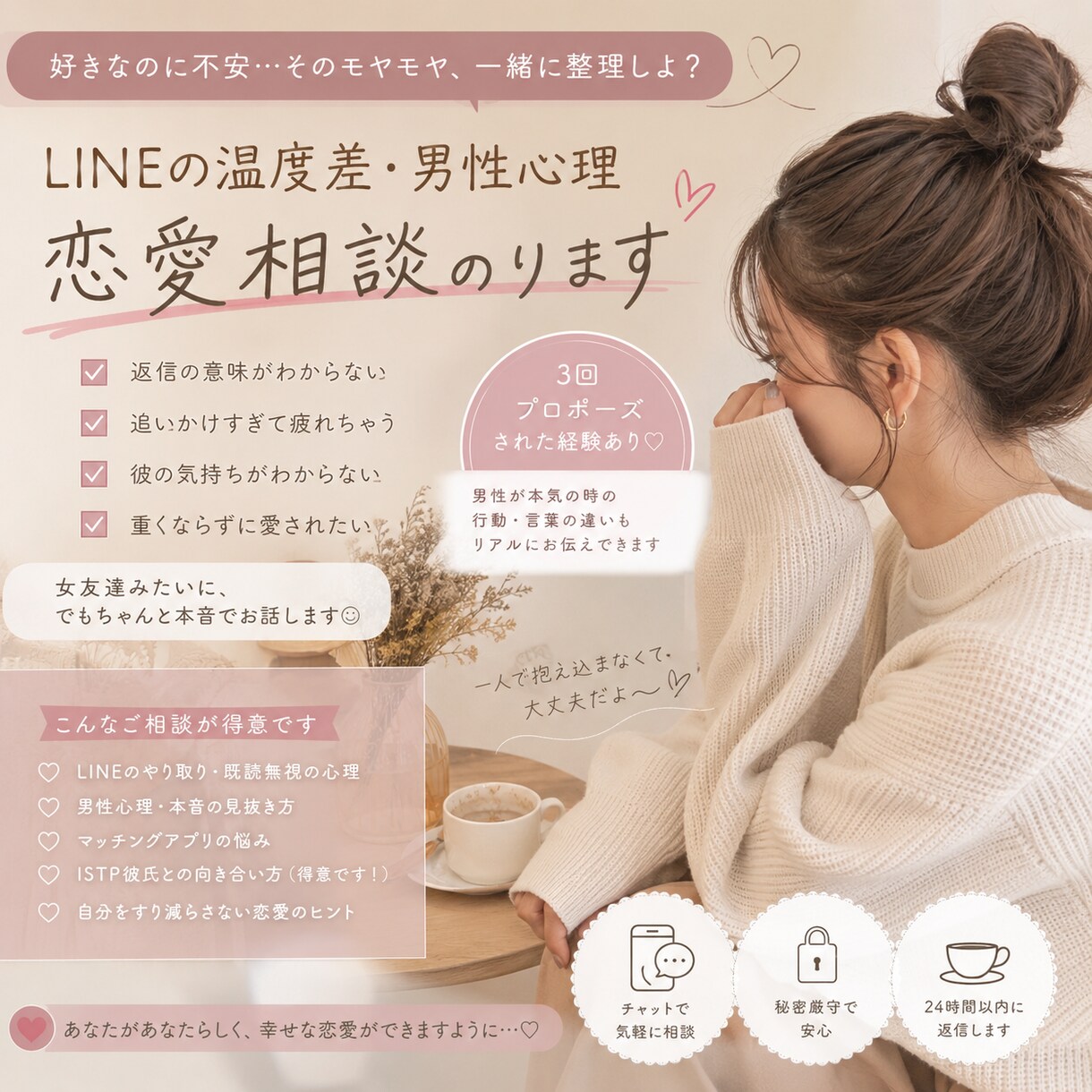 LINEの温度差、男性心理、一緒に整理します LINEの温度差、男性心理、一緒に整理します イメージ1