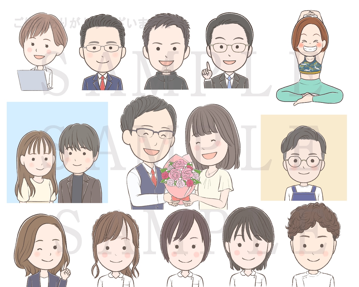 SNSやブログで活躍するゆるかわ似顔絵お描きします シンプルデフォルメで親近感♪表情、吹き出しアイコンにお勧め イメージ2