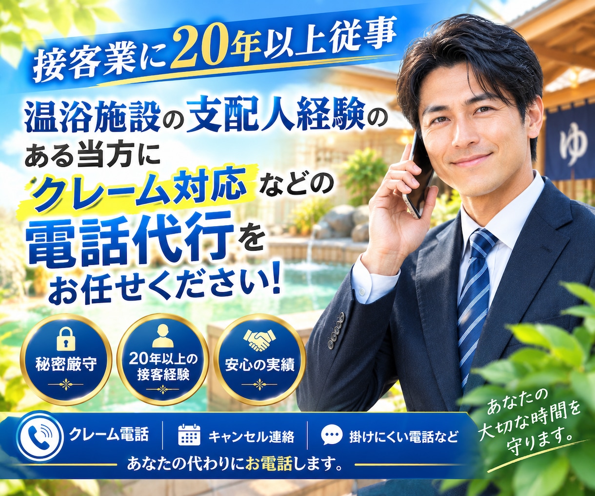 任せて安心◆ミドル男性が最高品質の電話代行致します 【秘密厳守】夫役等、クレーム/欠勤/各種連絡に幅広くご対応！ イメージ2