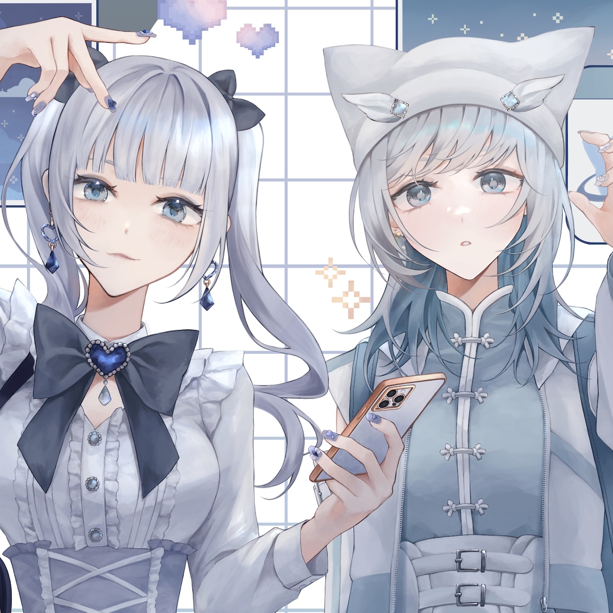 KKさま専用_夢を共有するふたりのイラスト画 料金2人分！ペアイラストお描きます 夢絵、カップル、同性同士の