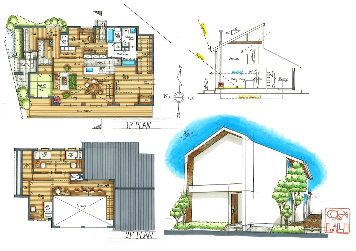 建築士が描く！新築住宅の手描きパース等を提供します 新築祝いに最適！世界に一つだけの“建築士の描く暖かさ”を。 イメージ1