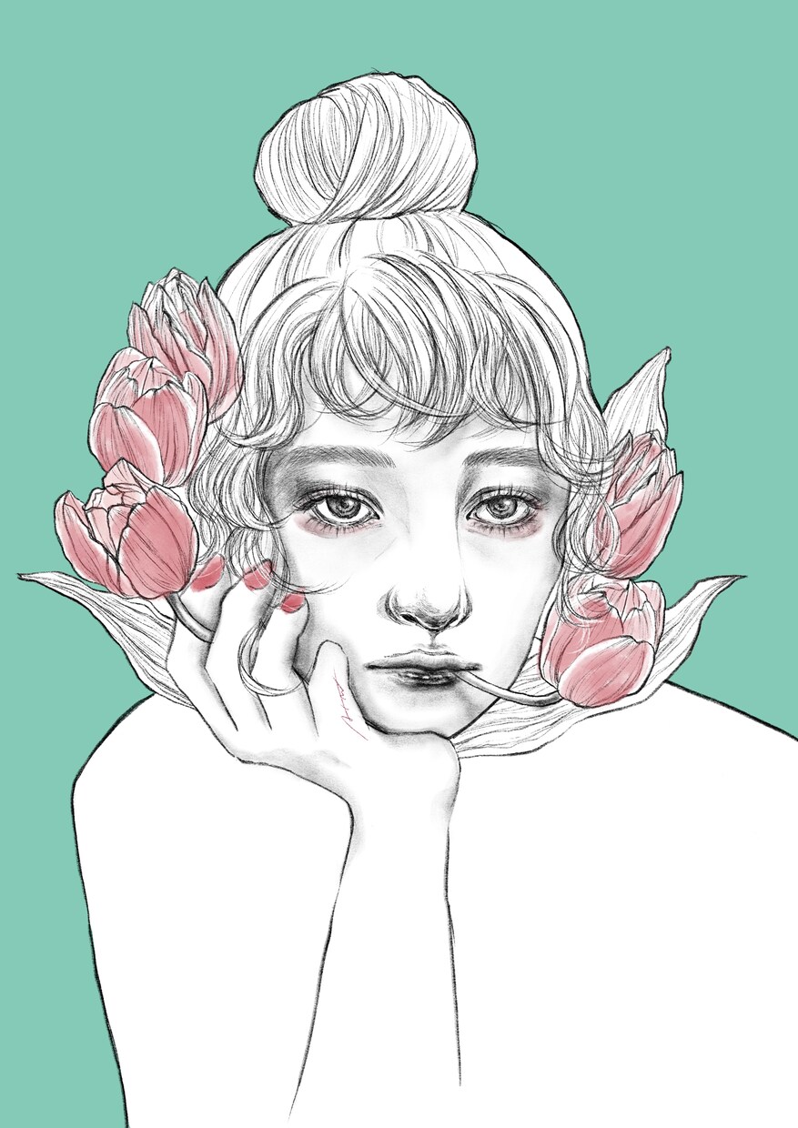 リアルな似顔絵と植物でお洒落なアイコンを描きます SNSのアイコン、ブログ、名刺などにどうぞ イメージ1