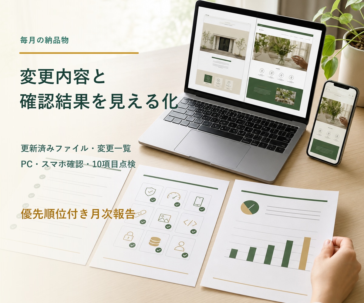 静的ホームページのWeb担当として月額で支援します 更新受付・表示点検・改善整理・月次報告をまとめて対応 イメージ3
